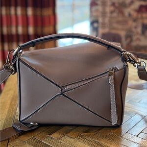 Tiffany & Fred Tan Shoulder Bag with Geometric Design
